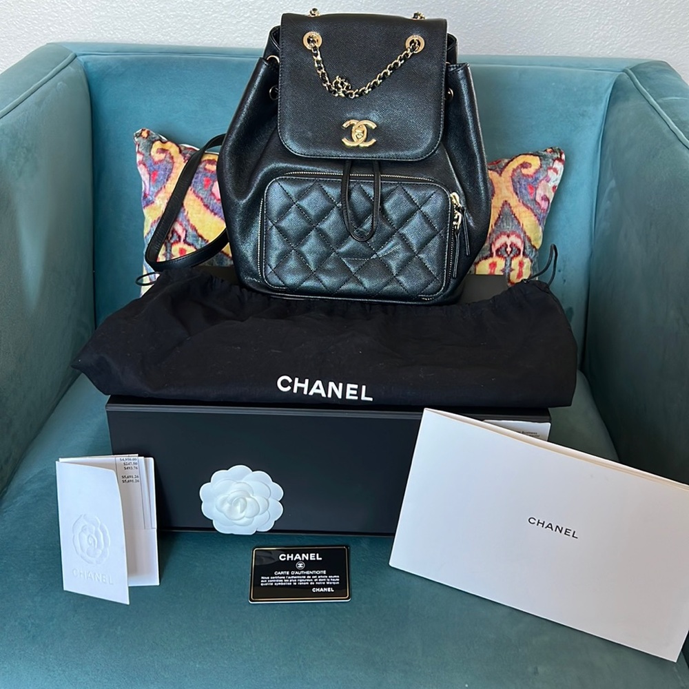 CHANEL - Caviar Quilted Business Affinity Backpack - Black - 24 Series, GHW